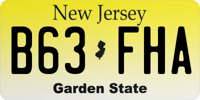 NJ license plate B63FHA