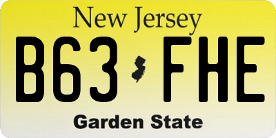 NJ license plate B63FHE
