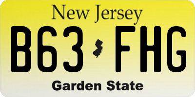 NJ license plate B63FHG