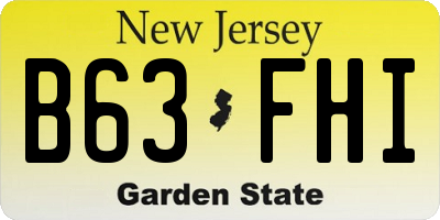 NJ license plate B63FHI