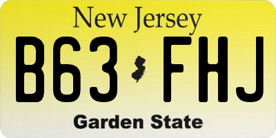 NJ license plate B63FHJ