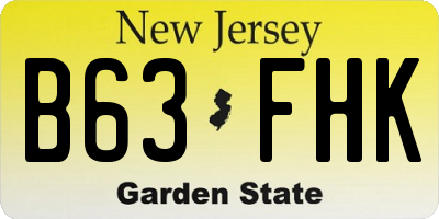 NJ license plate B63FHK