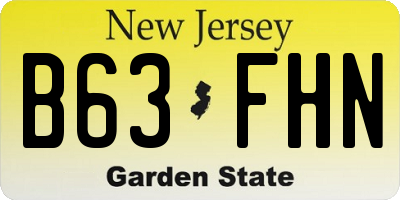 NJ license plate B63FHN
