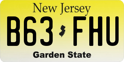 NJ license plate B63FHU