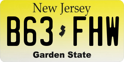 NJ license plate B63FHW