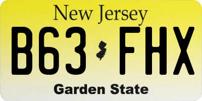NJ license plate B63FHX