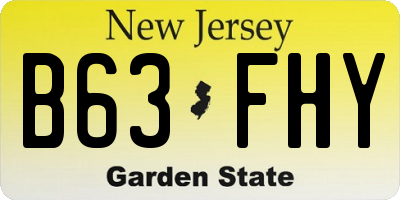 NJ license plate B63FHY