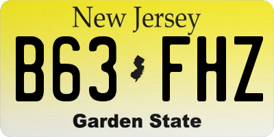 NJ license plate B63FHZ