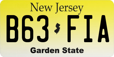 NJ license plate B63FIA