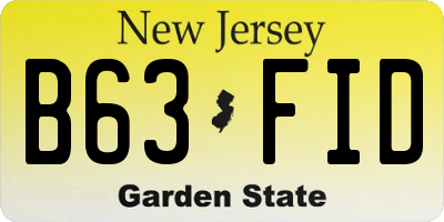 NJ license plate B63FID