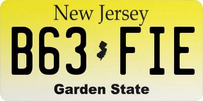 NJ license plate B63FIE