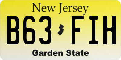 NJ license plate B63FIH