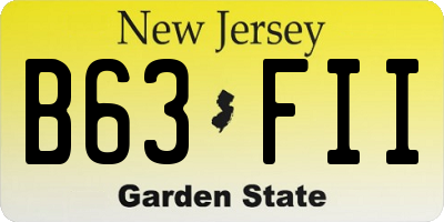 NJ license plate B63FII