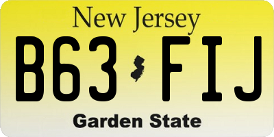 NJ license plate B63FIJ
