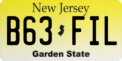 NJ license plate B63FIL