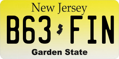 NJ license plate B63FIN