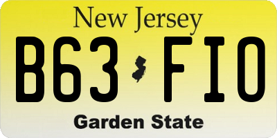NJ license plate B63FIO