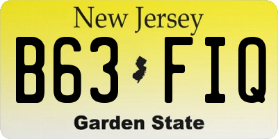 NJ license plate B63FIQ