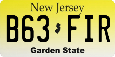 NJ license plate B63FIR