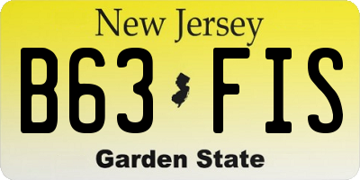 NJ license plate B63FIS