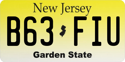 NJ license plate B63FIU