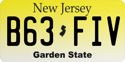 NJ license plate B63FIV