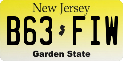 NJ license plate B63FIW