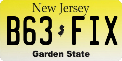 NJ license plate B63FIX