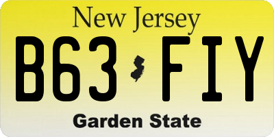 NJ license plate B63FIY