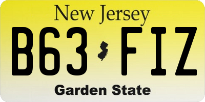 NJ license plate B63FIZ