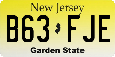 NJ license plate B63FJE