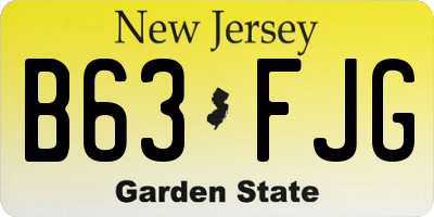 NJ license plate B63FJG