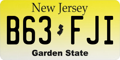 NJ license plate B63FJI