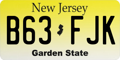 NJ license plate B63FJK
