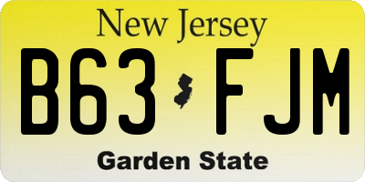 NJ license plate B63FJM