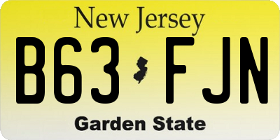 NJ license plate B63FJN