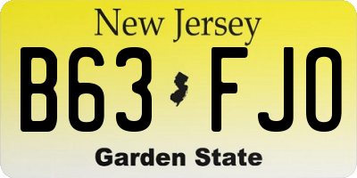 NJ license plate B63FJO