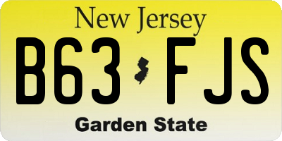 NJ license plate B63FJS