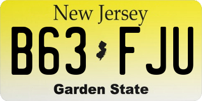NJ license plate B63FJU