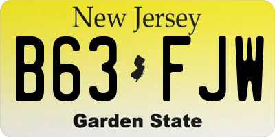 NJ license plate B63FJW