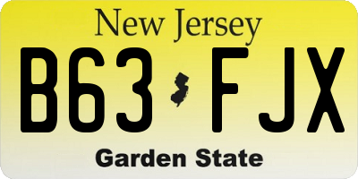 NJ license plate B63FJX