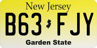 NJ license plate B63FJY