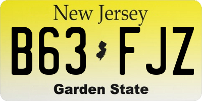 NJ license plate B63FJZ