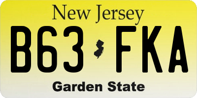 NJ license plate B63FKA