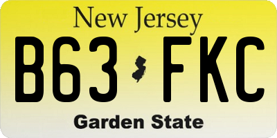 NJ license plate B63FKC