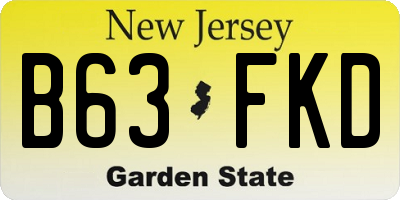 NJ license plate B63FKD