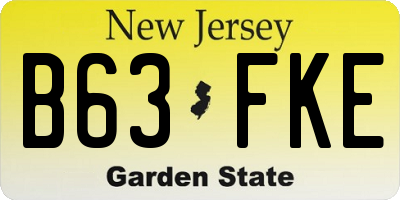 NJ license plate B63FKE