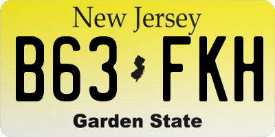 NJ license plate B63FKH