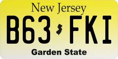 NJ license plate B63FKI