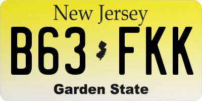 NJ license plate B63FKK